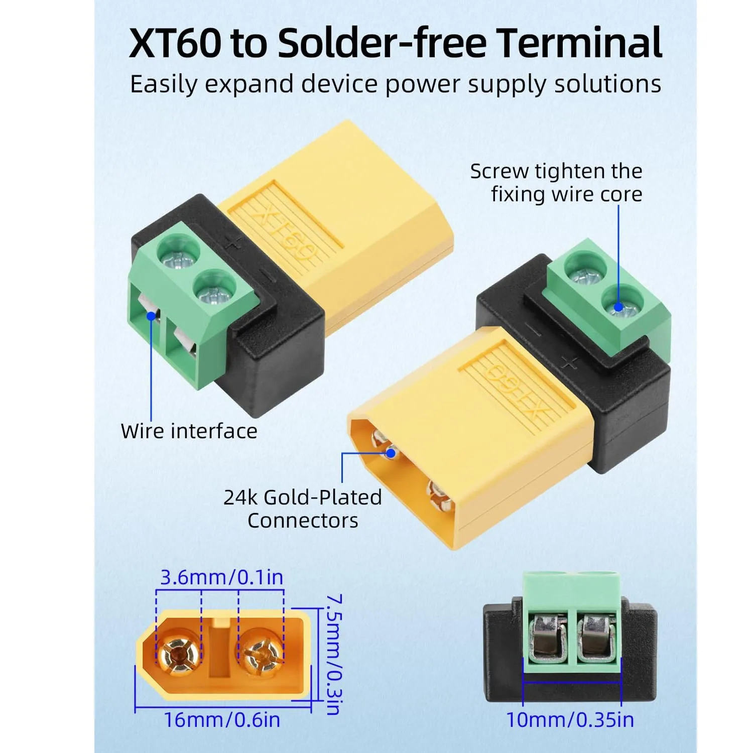 2핀 XT60 무납땜 남성 여성 변환 어댑터 커넥터 ( - Drone Solar Charger 리뷰 및 가격